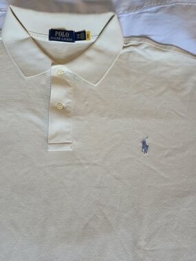 Polo by Ralph Lauren Men's Light Cream Polo with Blue Pony